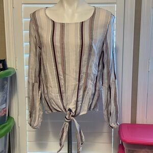 Chic Striped Tie-Front Blouse